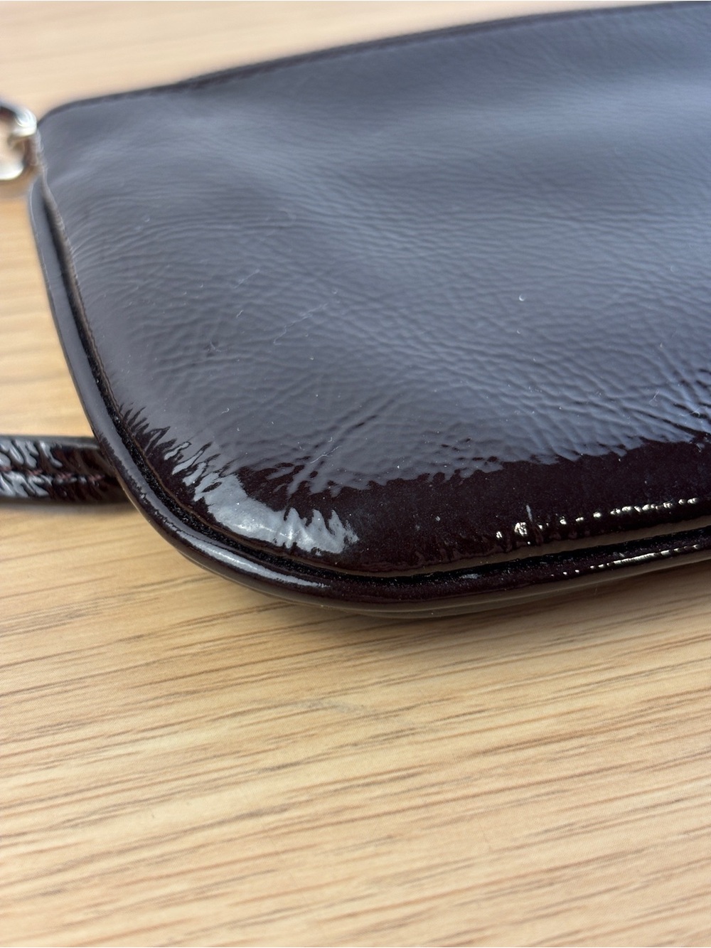 Coach Small Dark Brown Patent Leather Wristlet - Picture 7 of 9